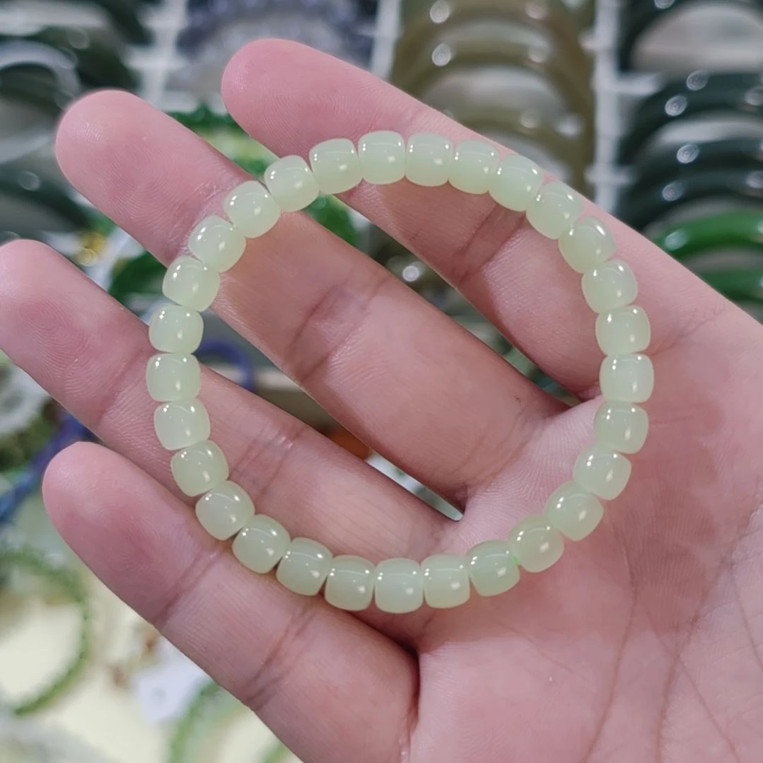 和田玉未镶嵌手链6×7浅晴和田玉手串×1