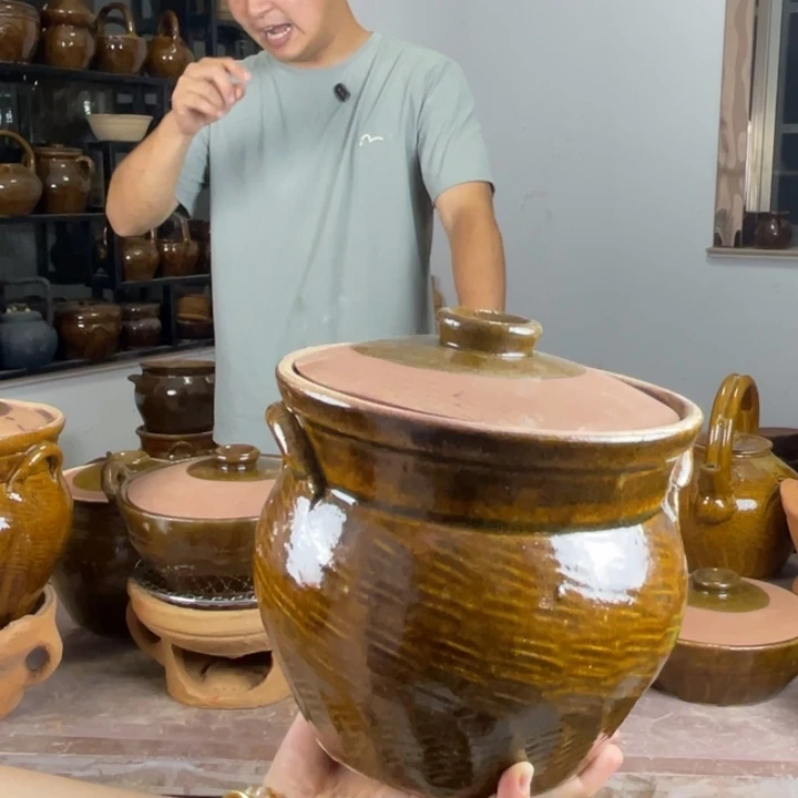 粗陶土炖肉罐炖肉罐3L