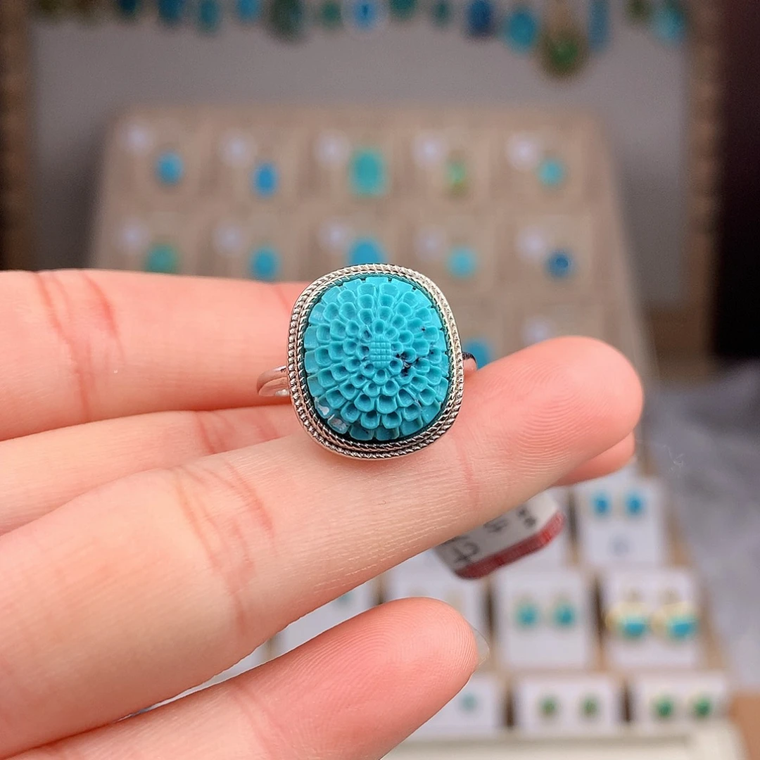 绿松石戒指银S925镶嵌