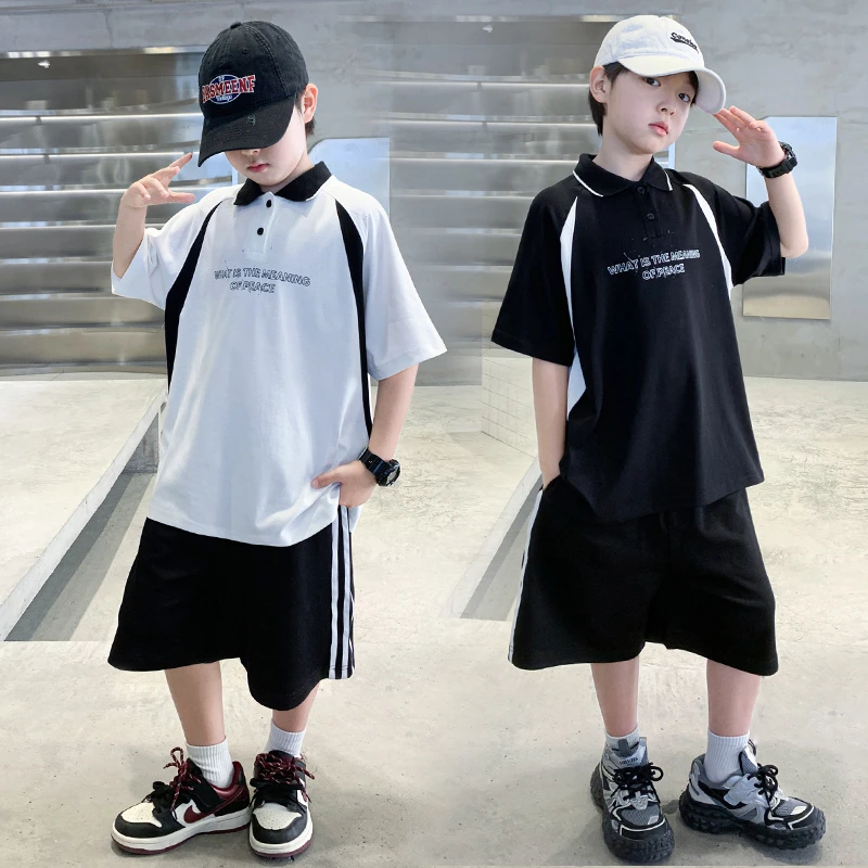 男童套装短袖2025夏季新款儿童两件套中大童男孩运动衣服polo休闲