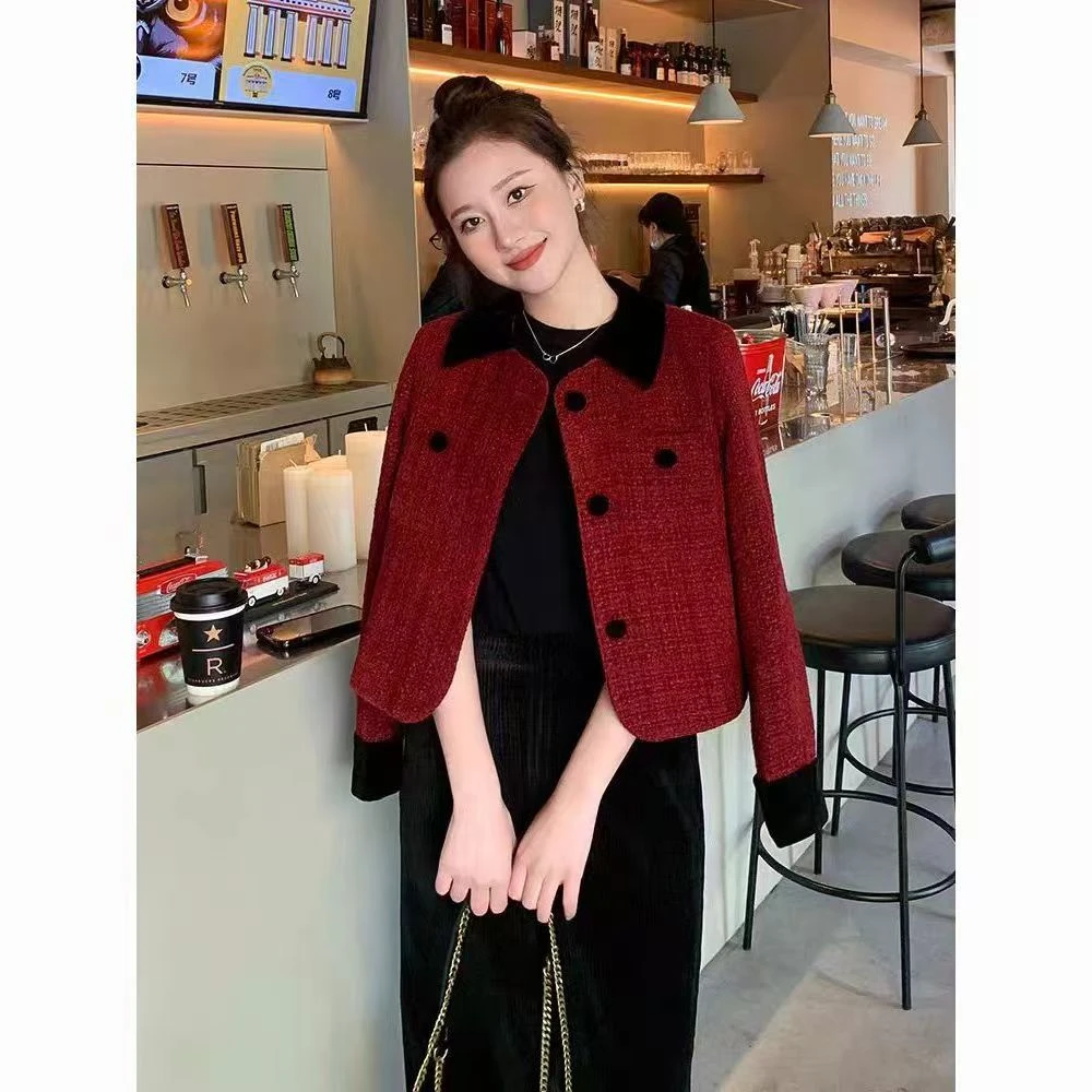【当天发+运费险】夹棉法式小香风外套女气质名媛红色时尚款RO320
