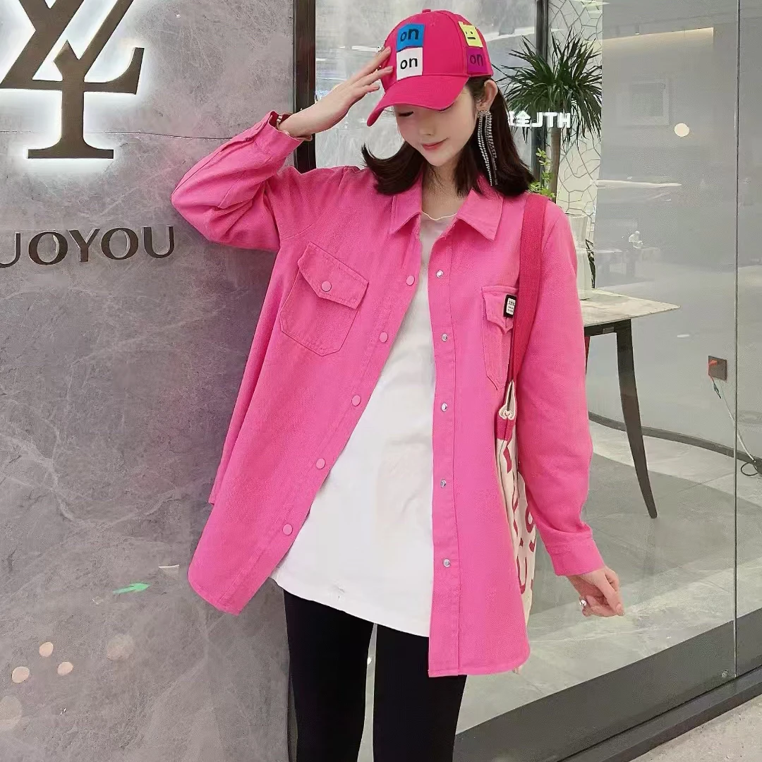 9486-2025年春季新款时尚显瘦宽松糖果色牛仔衬衫外套