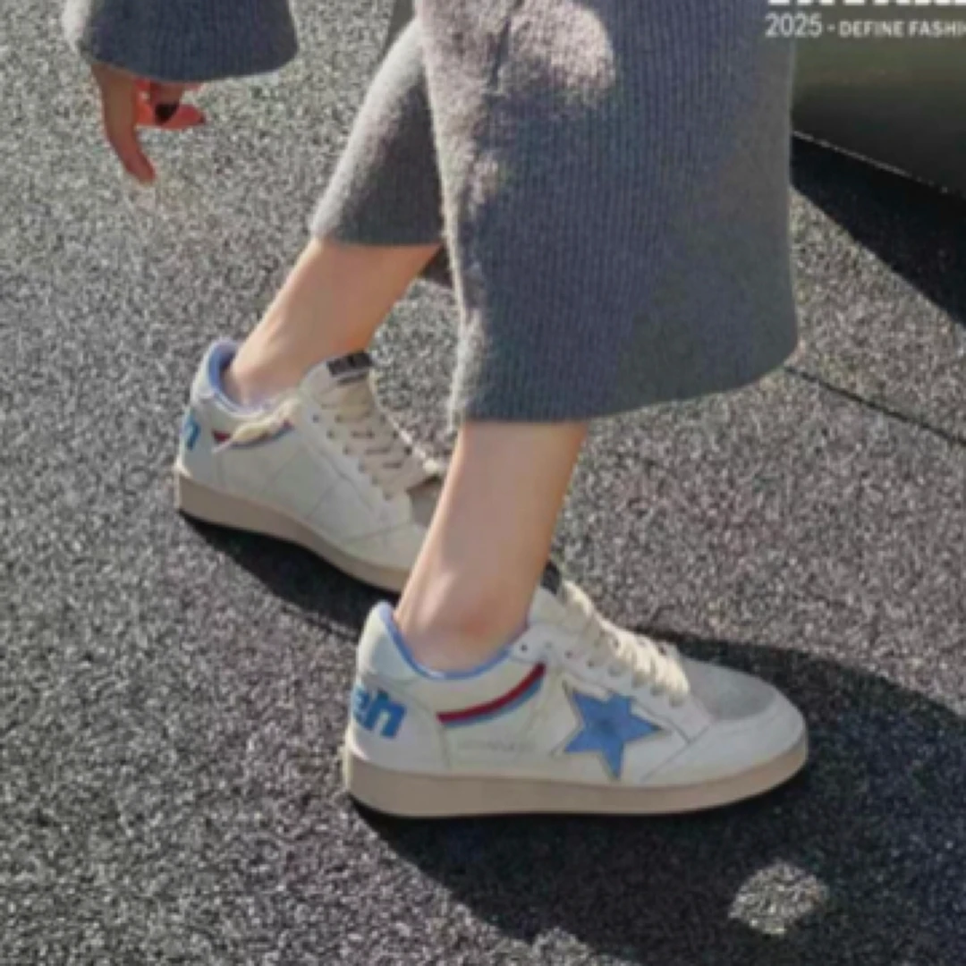 3707-9韩版真皮休闲星星板鞋25春新款时尚复古擦色运动德训小白鞋