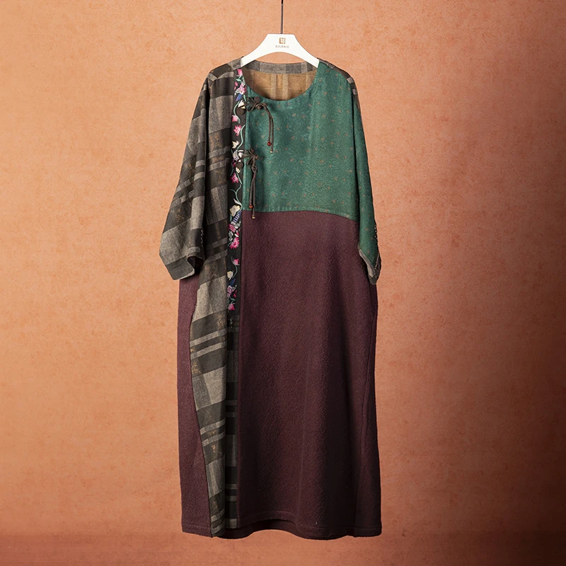 我的搭配师2025冬季十二月新款羊毛拼接连衣裙 袍子GZX762