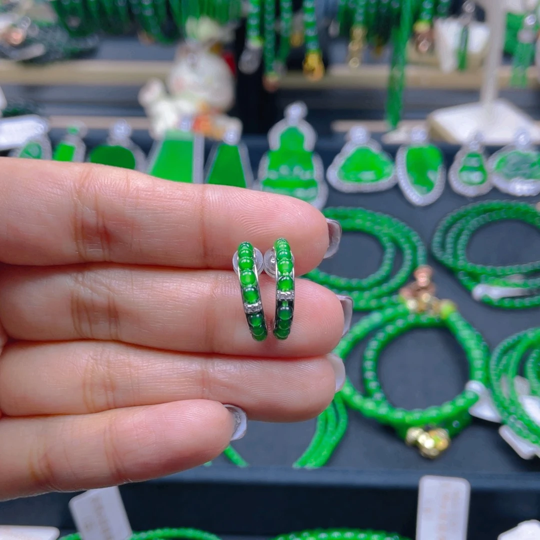 未镶嵌翡翠耳饰圆珠耳圈