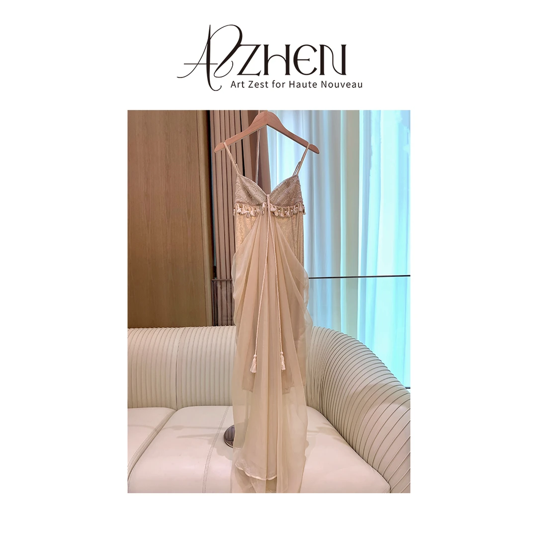 AZZHEN【珊瑚海】度假风吊带裙时尚显瘦小众法式连衣裙AZ4KXL29-00