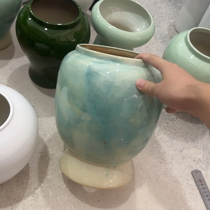 白泥花盆微瑕有孔微瑕有空