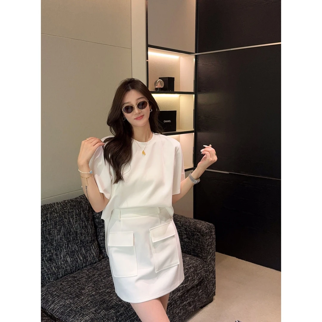 祝喜喜【长期主义】连体裙连衣裙设计感套头短袖时尚高腰短袖套装