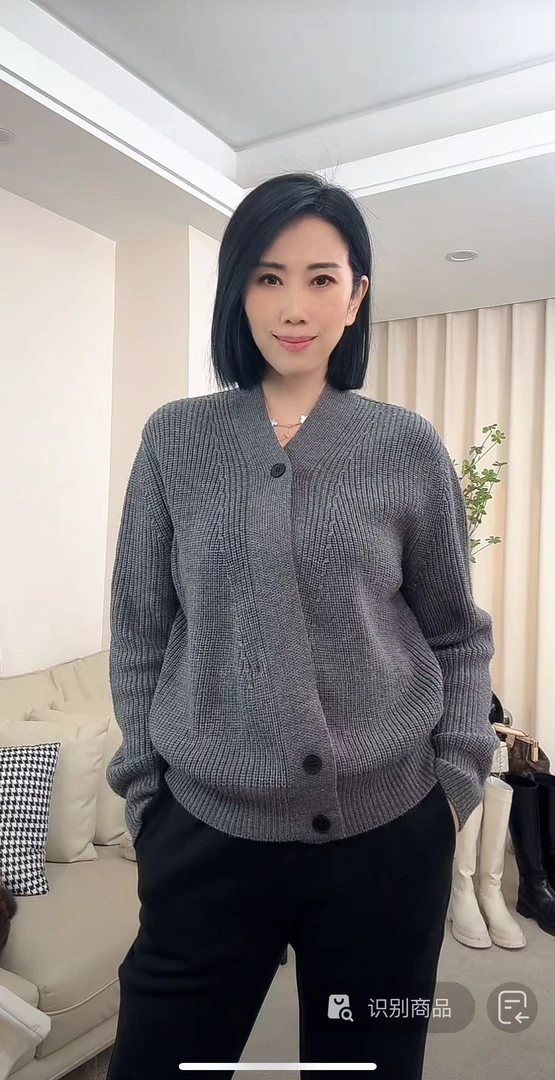 【柏卉服饰】V领毛衣开衫