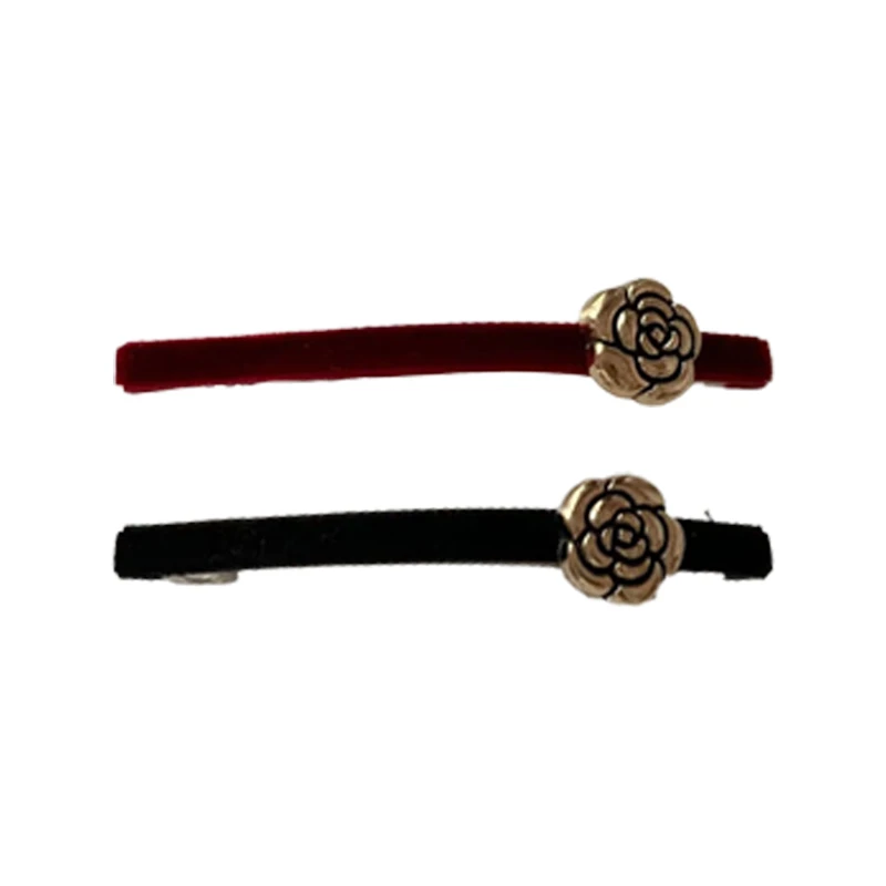 ale发饰头饰 2件黑红色 抹油玫瑰丝绒发夹复古法式小香风4150417