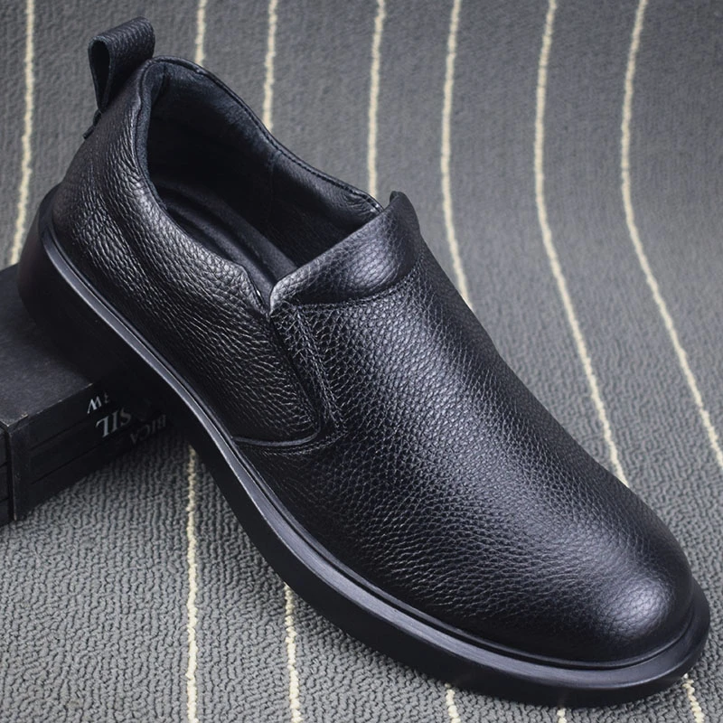 EAEOVNI休闲皮鞋男款新款厚底百搭软底透气百搭一脚蹬男鞋子