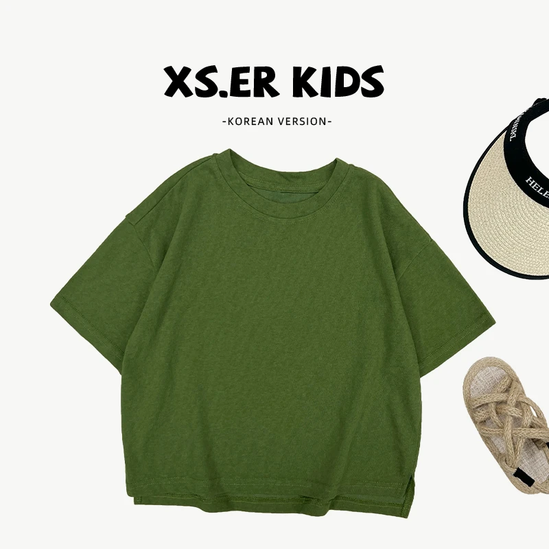 【小首尔】Q2现货-夏季儿童韩版洋气纯色搭短袖T恤上衣HBB7123