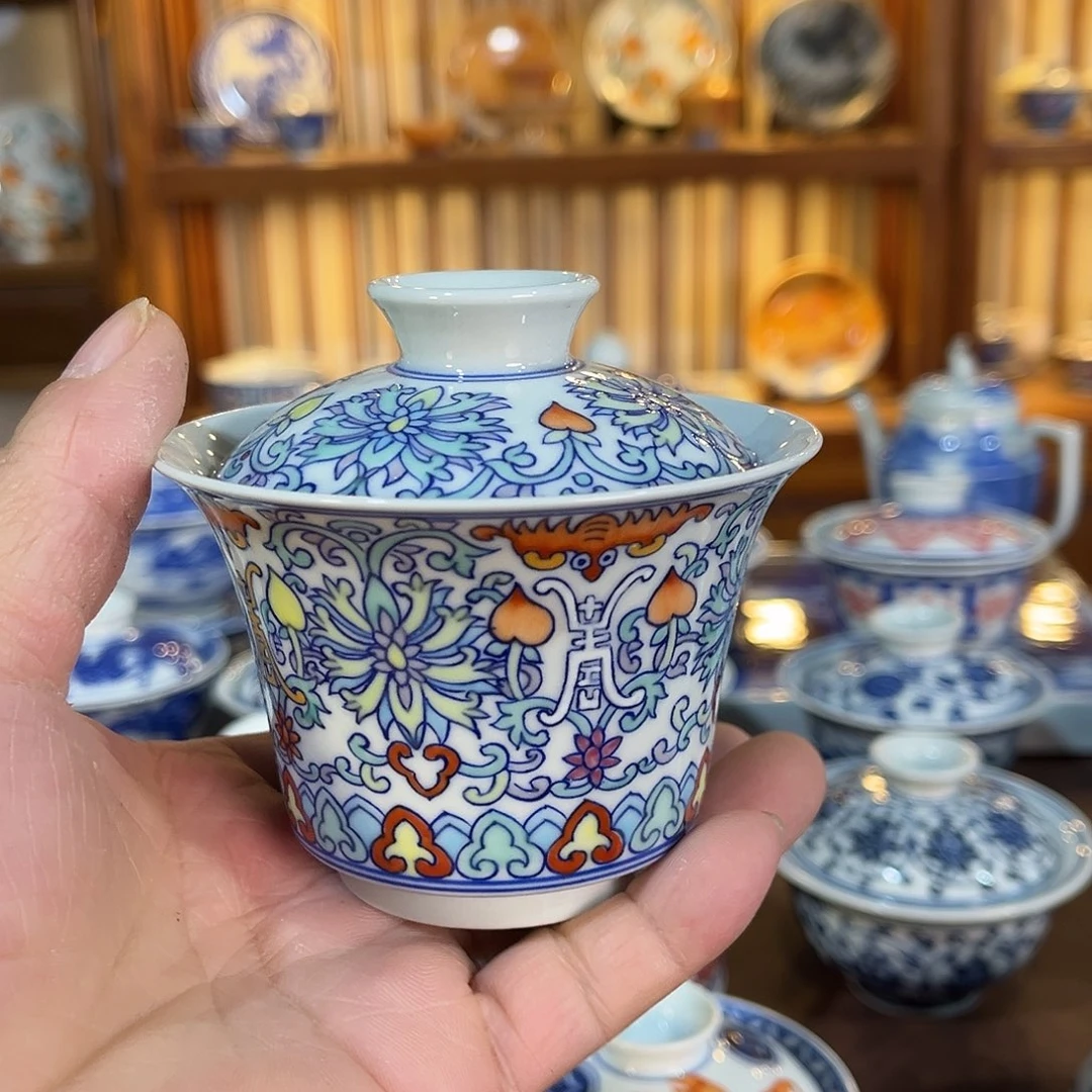 錡镇堂手工手绘盖碗