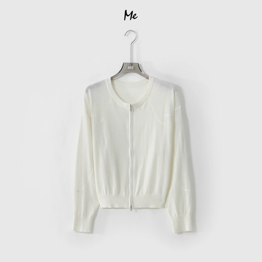 ME【骨线针织开衫】绵羊毛混纺云柔透气弧形骨线百搭毛衣MESS1005
