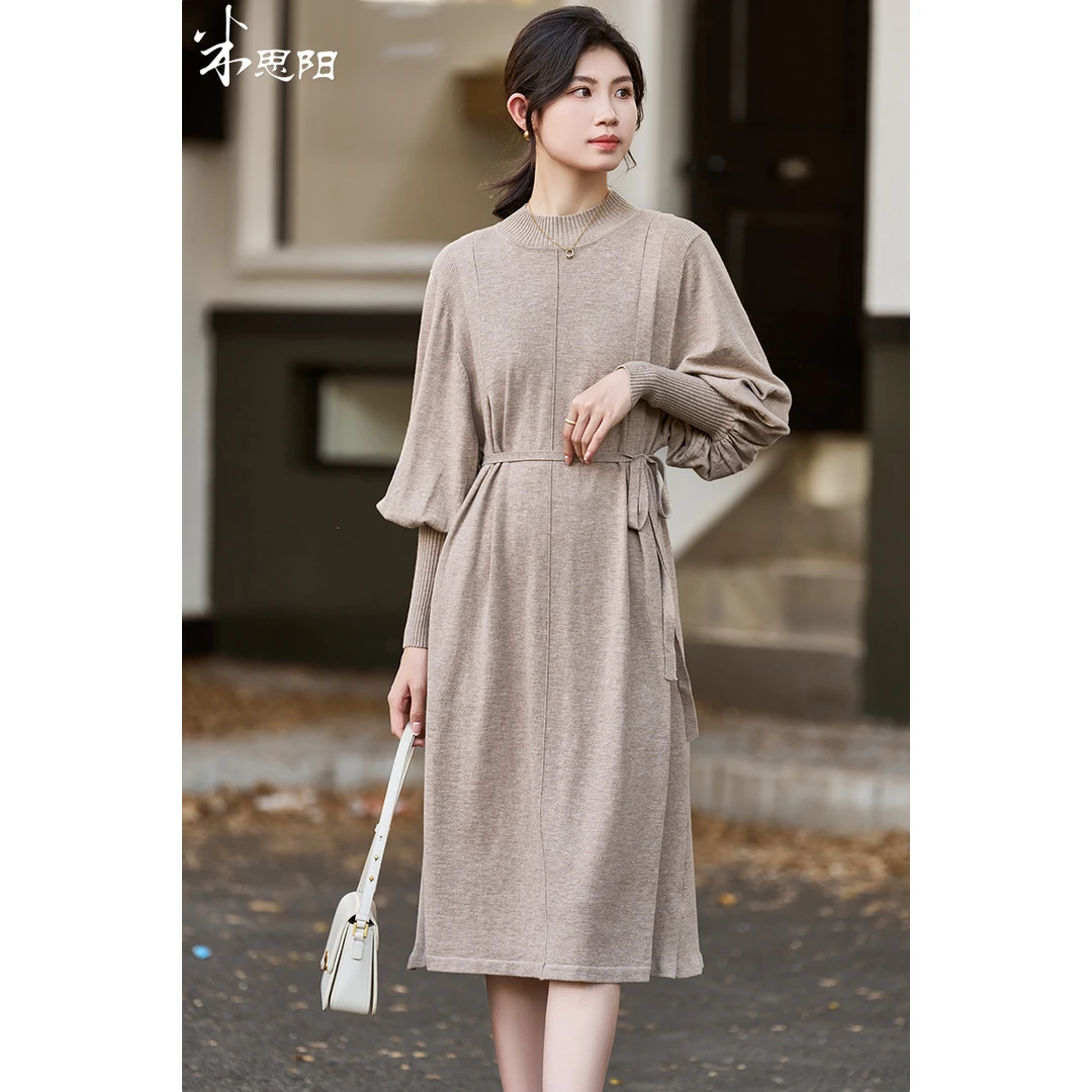 【小熊专属】中长裙静奢风高腰复古文艺连衣裙5M24DL4570
