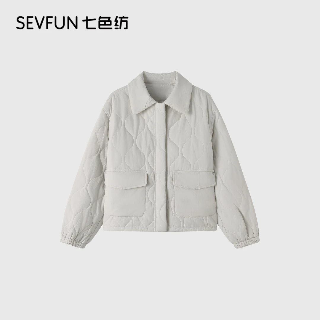 秋冬时尚翻领轻职风拉链设计师长袖短款棉衣外套-QSF-1071