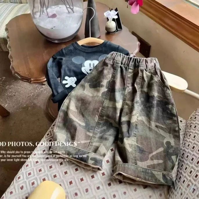 潮酷穿搭儿童秋季韩版迷彩裤