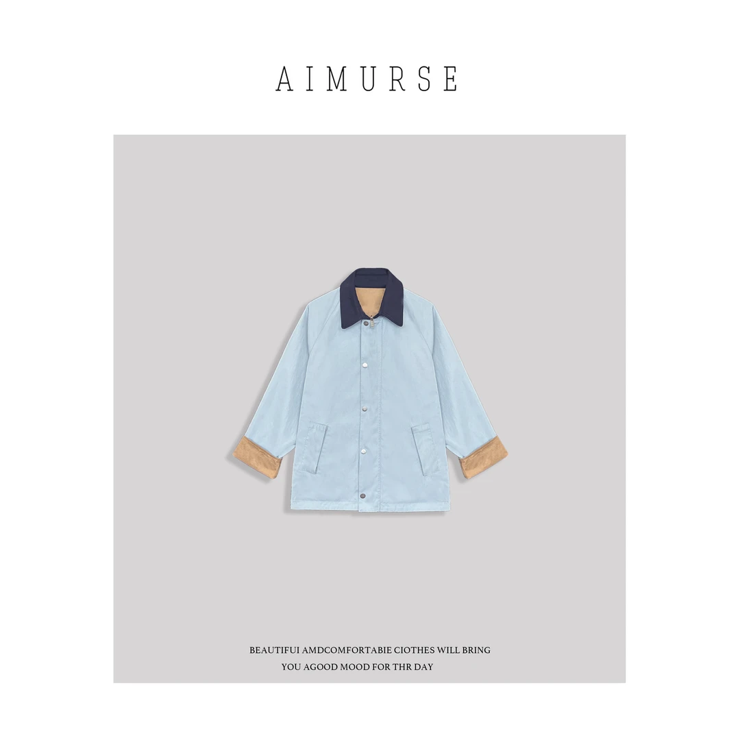 AIMURSE【陨石】小众设计师 春款宽松百搭休闲风衣外套 AM6112