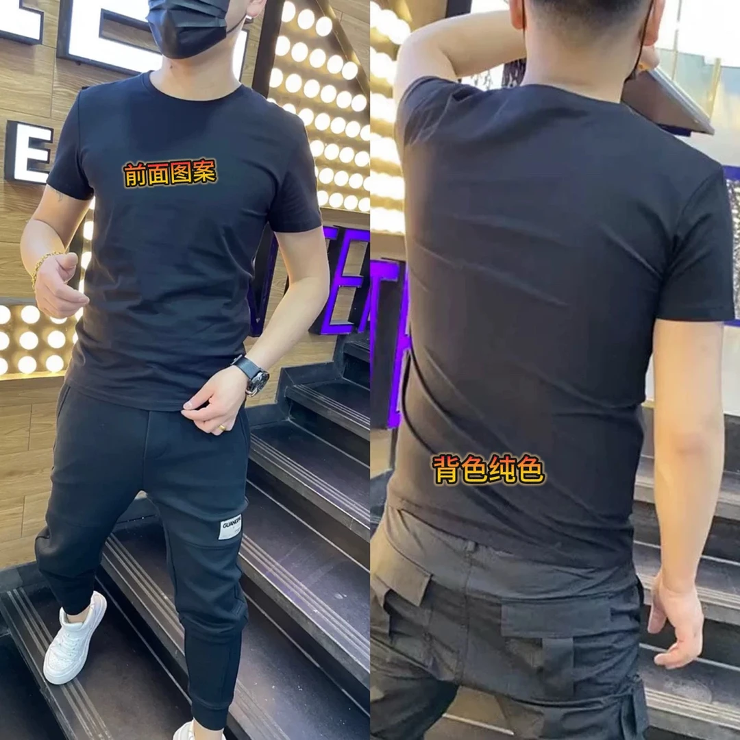 2025高端短袖t恤男士夏季新款潮牌圆领印花半袖品质潮款纯棉上衣