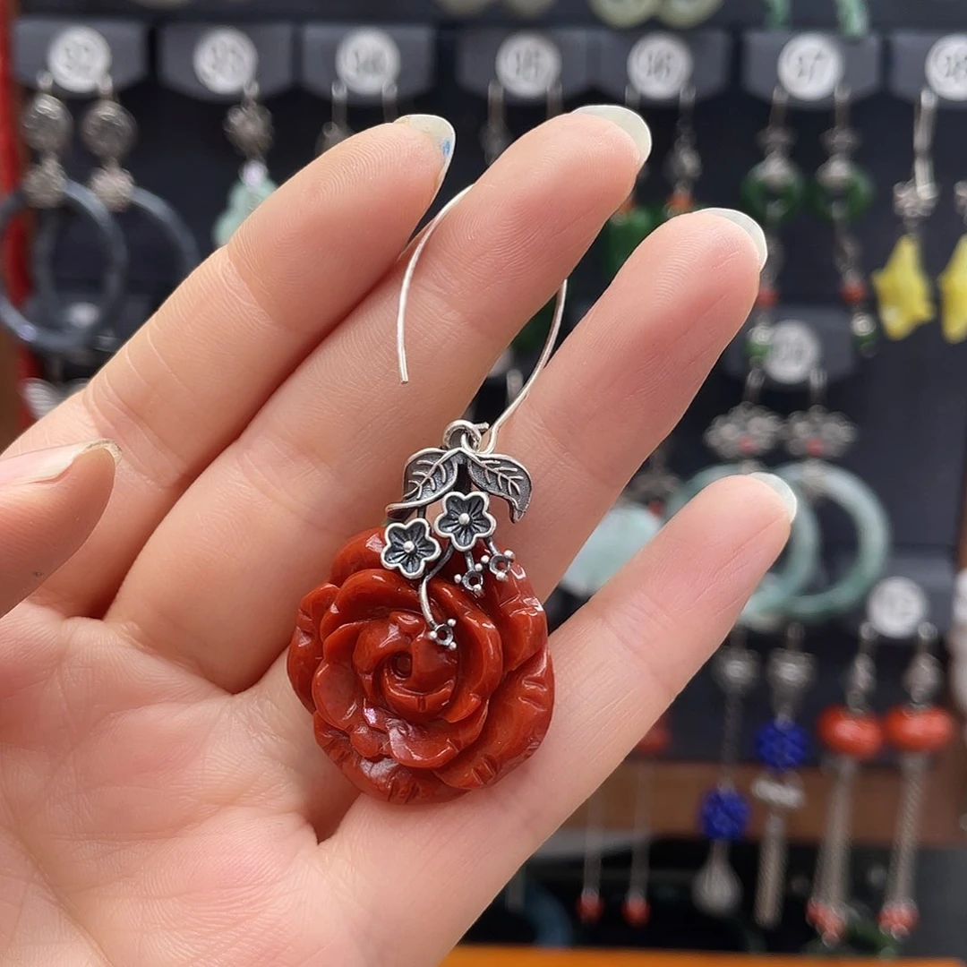 翡翠耳饰银S925镶嵌随***8952ghjhgh