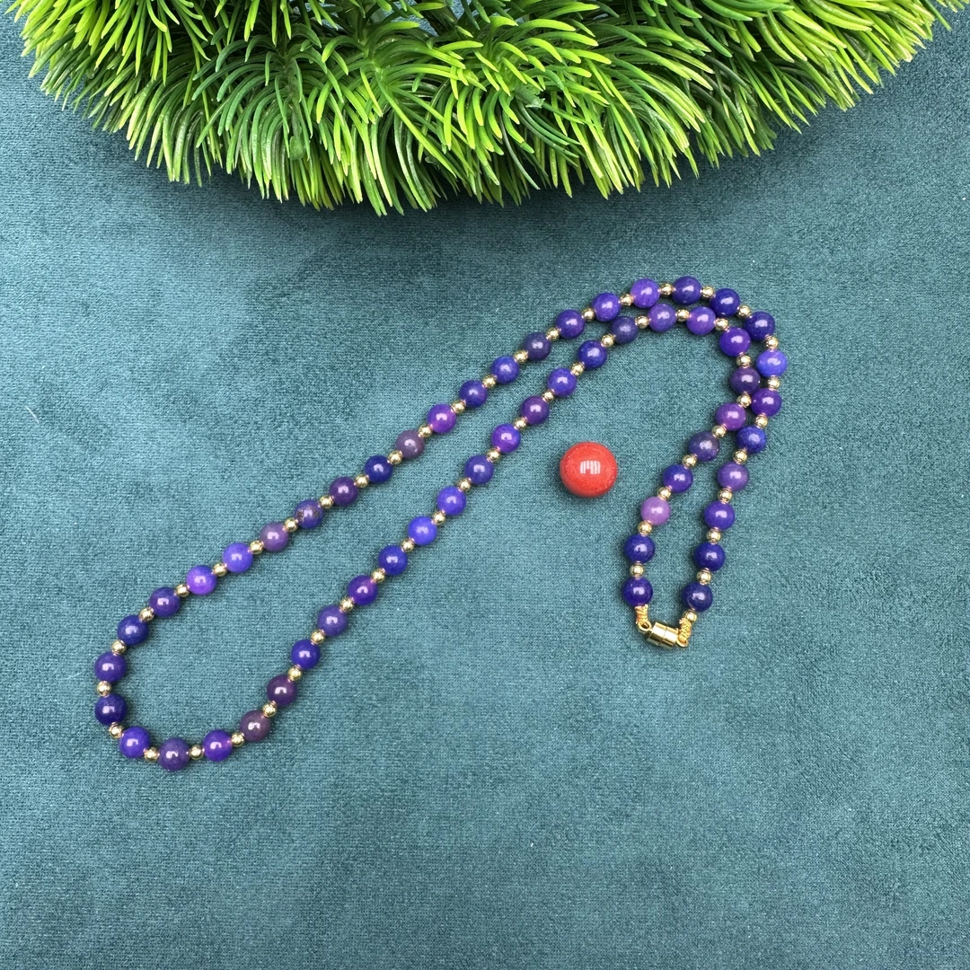 YS0055    SJL蓝紫圆珠项链时尚百搭