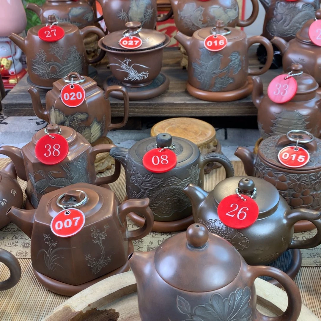 8***哥坭兴陶手工刻绘龙蛋老壶