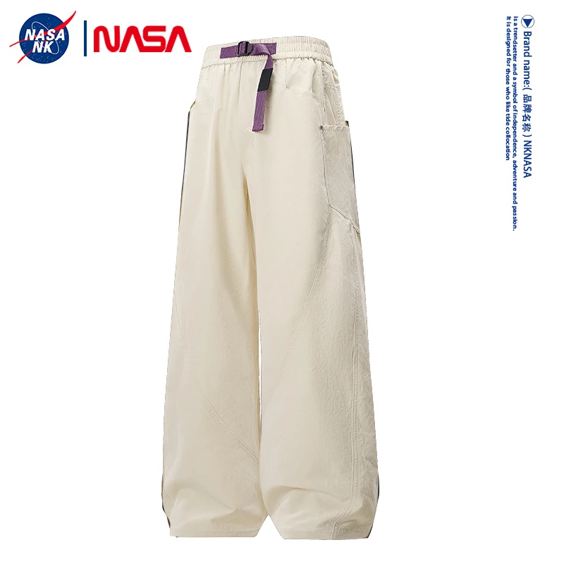 NASA联名美式潮流弯刀裤子男款秋冬季宽松情侣款直筒长裤子男百搭