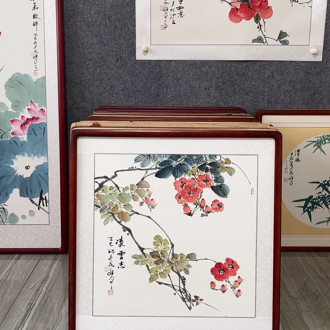 国画书画作品带框63×63