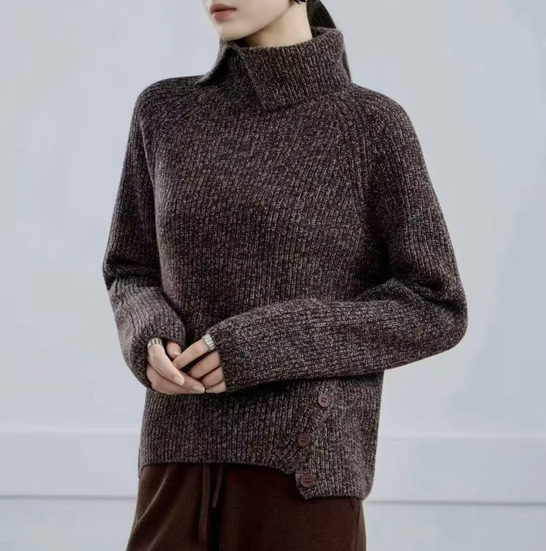 新款气质翻领花纱高级感毛衣