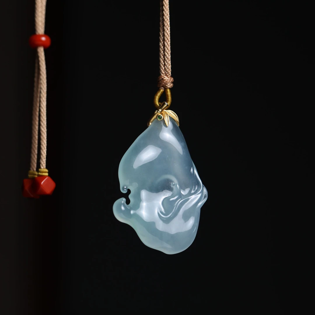 【庄家翡翠-万象】18K金镶嵌冰种翡翠挂件