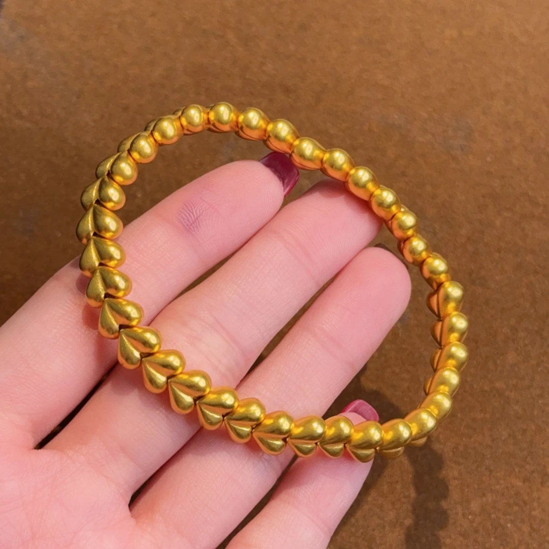 足金999 屁桃爱心手串素圈手串