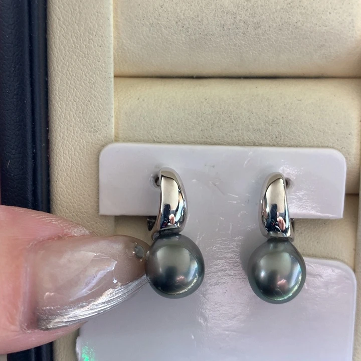 银S925镶嵌耳饰海水珍珠