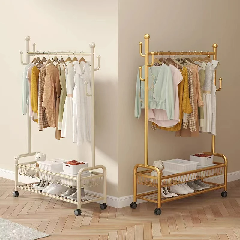 衣架落地卧室家用挂衣架衣服架子凉晾衣架阳台简易双层室内衣帽架