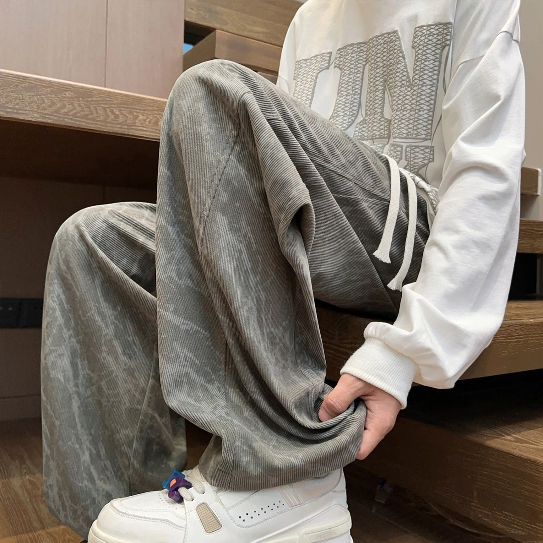 2025新款扎染春裤子潮男百搭阔腿直筒秋冬潮流宽松长裤美式休闲裤