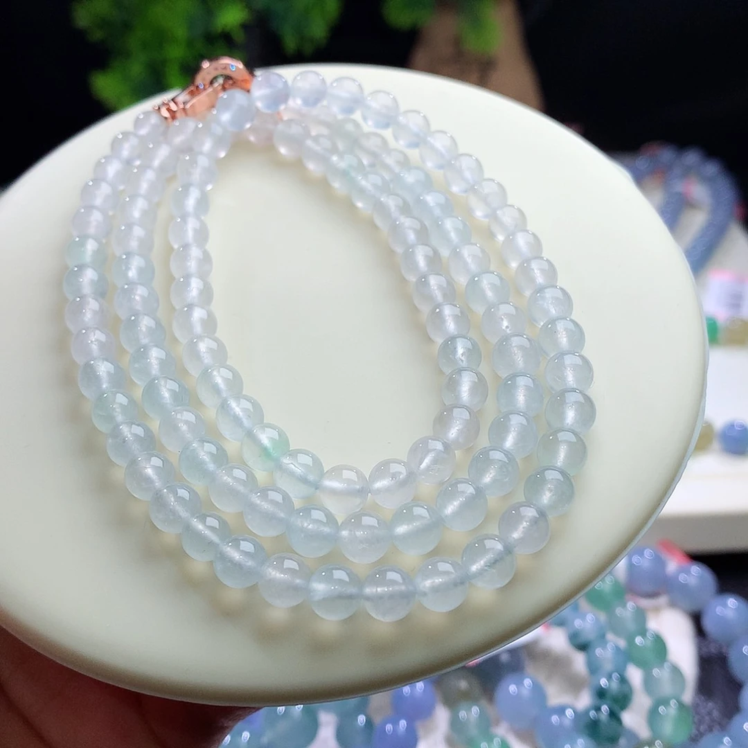 项链未镶嵌翡翠高货巨漏！卡6mm左右 玻璃冰白钢白月光