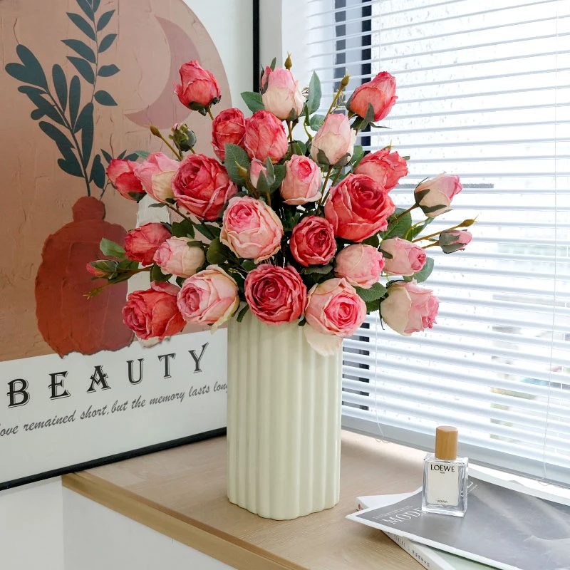 花样年华雪山焦边玫瑰家居新款客厅摆件酒店高档餐桌茶几装饰爆款