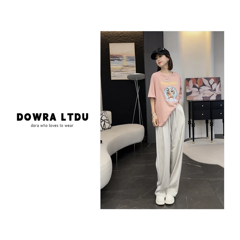 朵拉【小虎】2025年夏季新款圆领卡通老虎雪花百搭短袖T恤女243-220