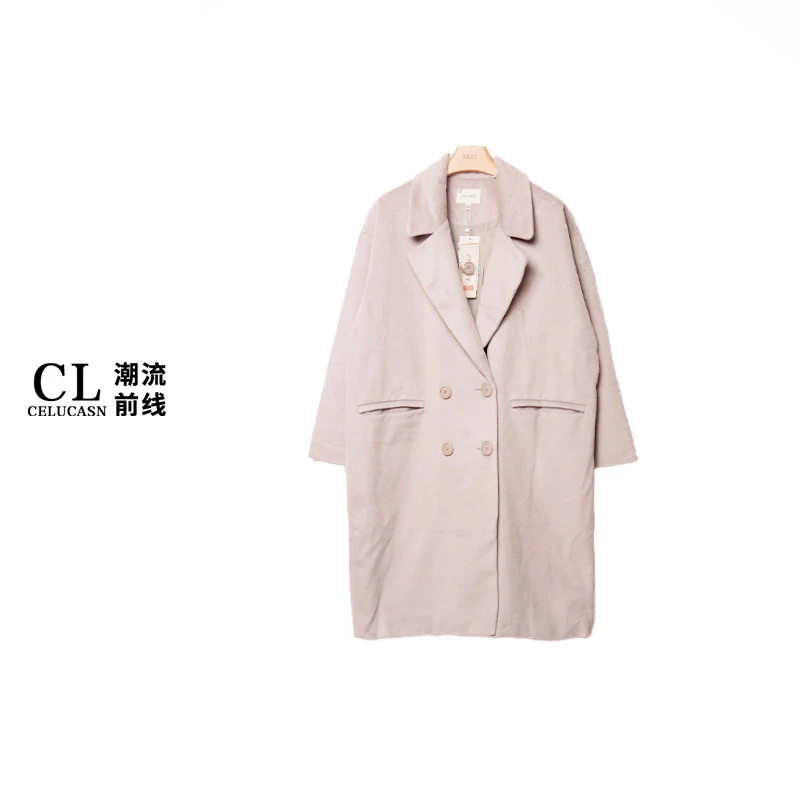 K6VBN186#秋冬新款韩版时尚休闲百搭长款毛呢外套上衣