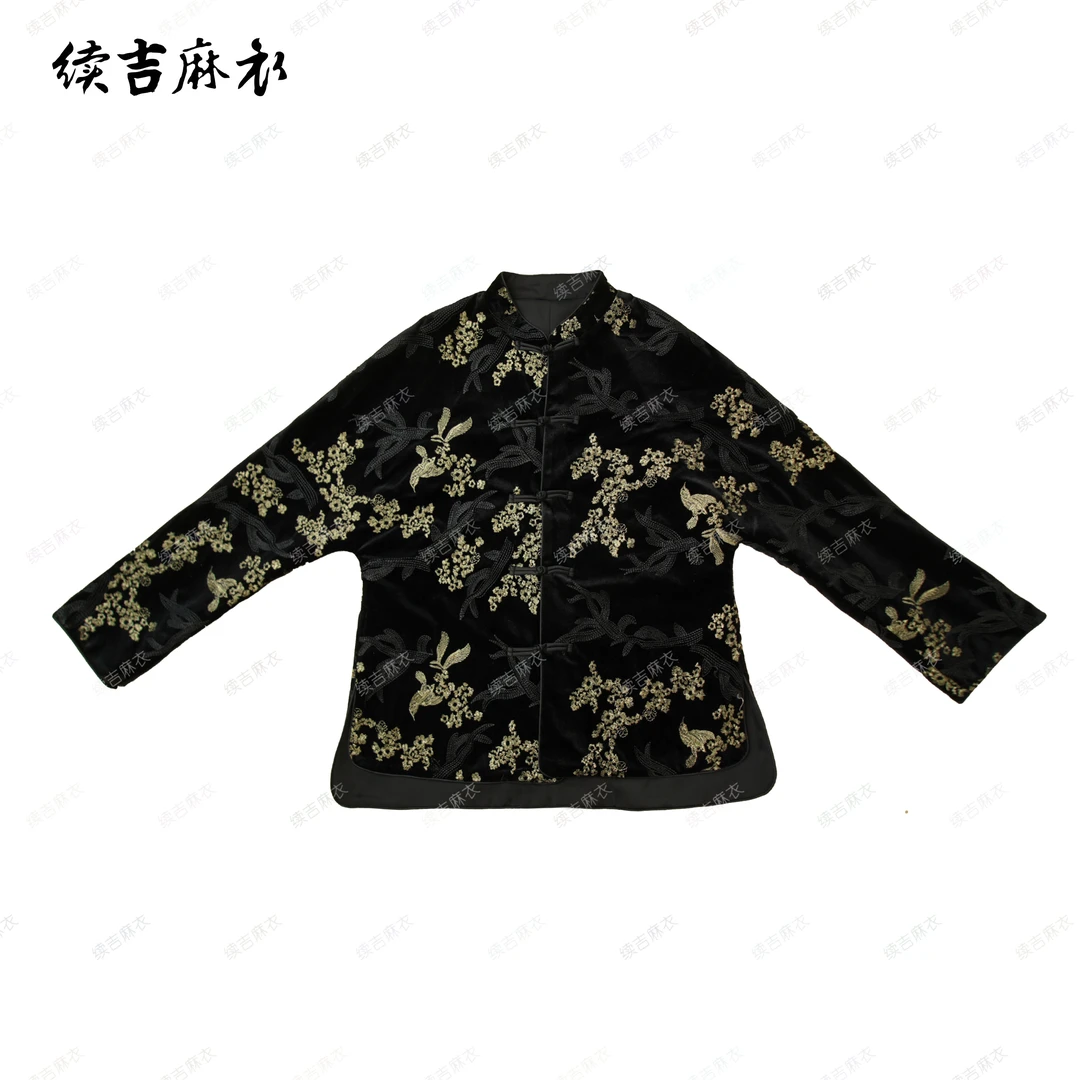 春-原创设计25-161【墨染金杉】立领中式国风长袖重工提花外套上衣