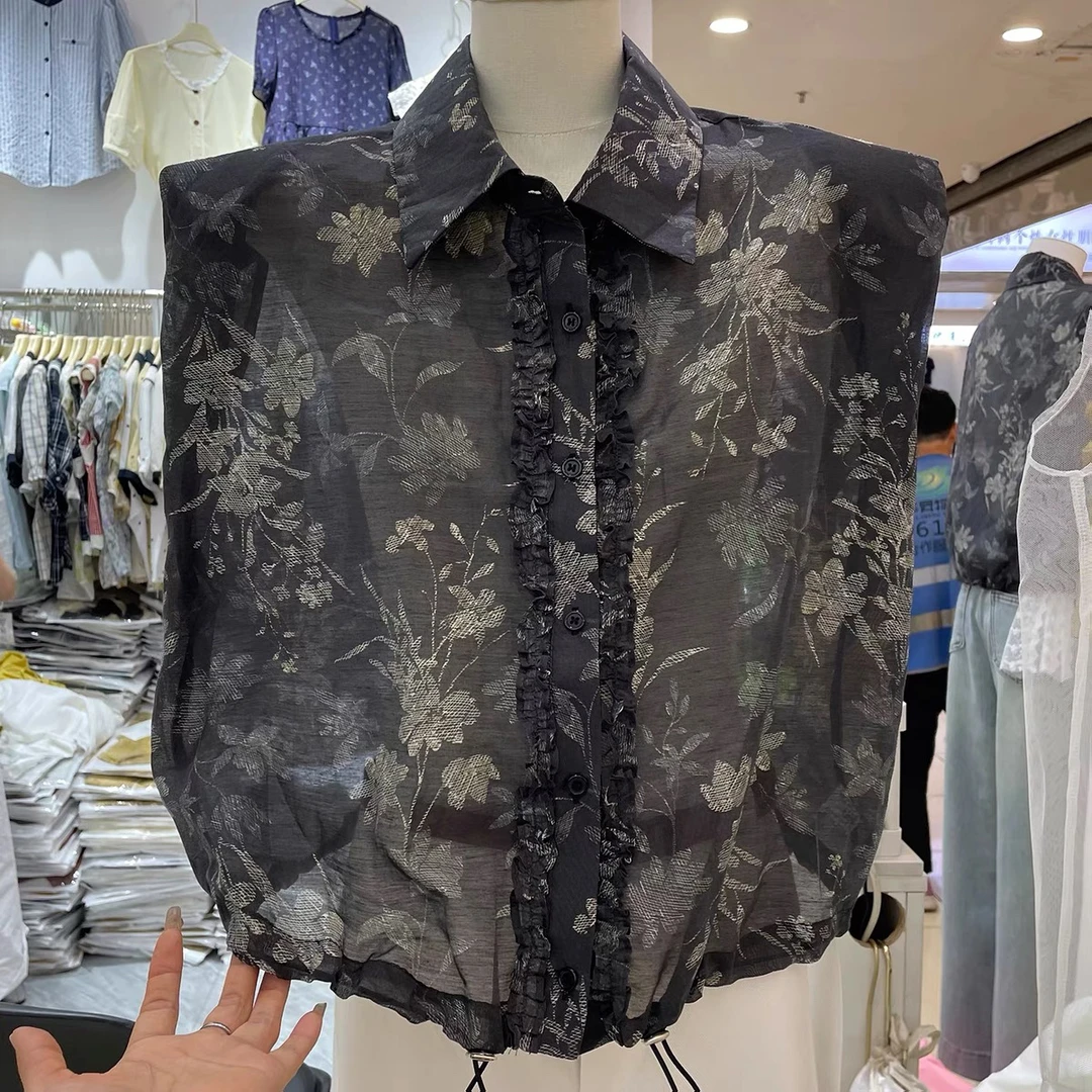 邹先森9039-29夏季新款韩版碎花休闲宽松无袖衬衫