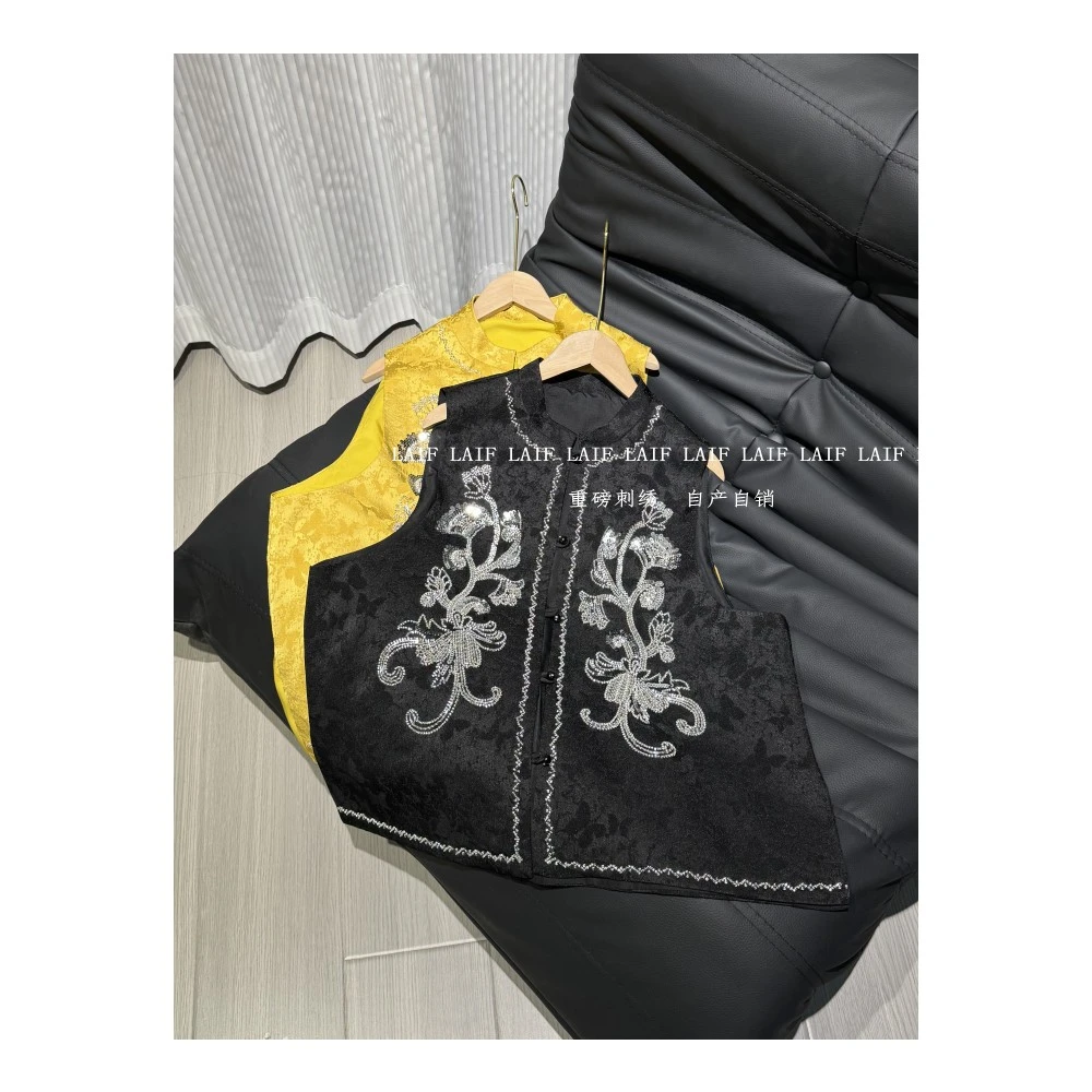 来福~【扬州曼】~ 重磅刺绣 新中式女装花钉珠马甲无袖外套马夹