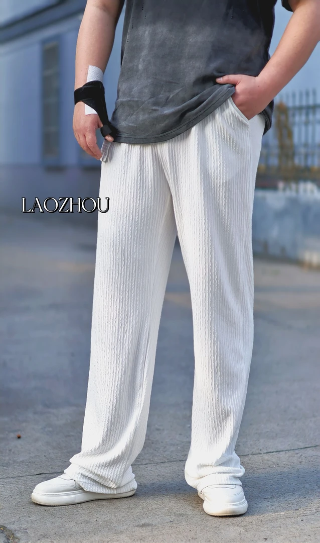 大码男装弹力阔腿裤宽松薄款时尚男士长裤休闲裤潮