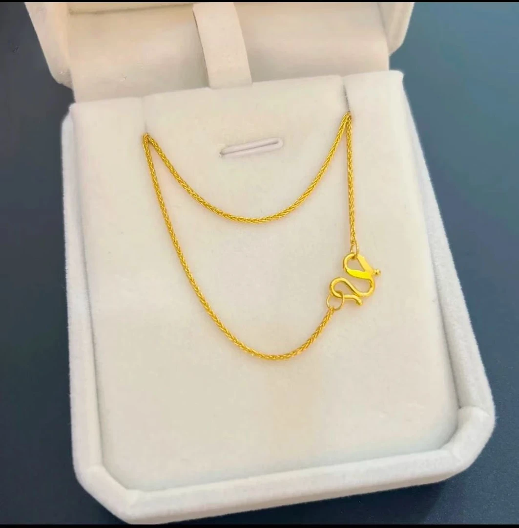 足金999肖邦链M扣素链经典简约百搭锁骨链