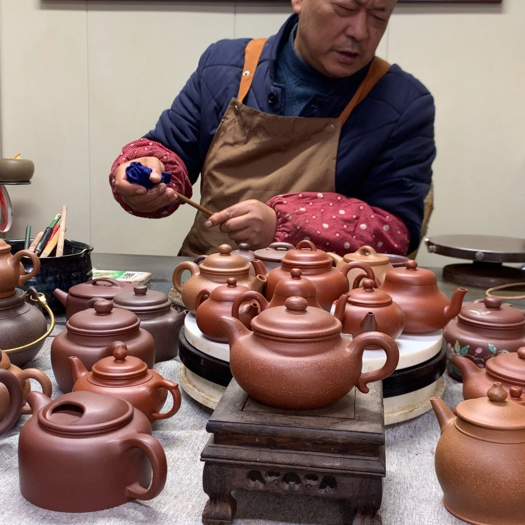 紫泥茶壶红降坡仿古170 C半手工制作