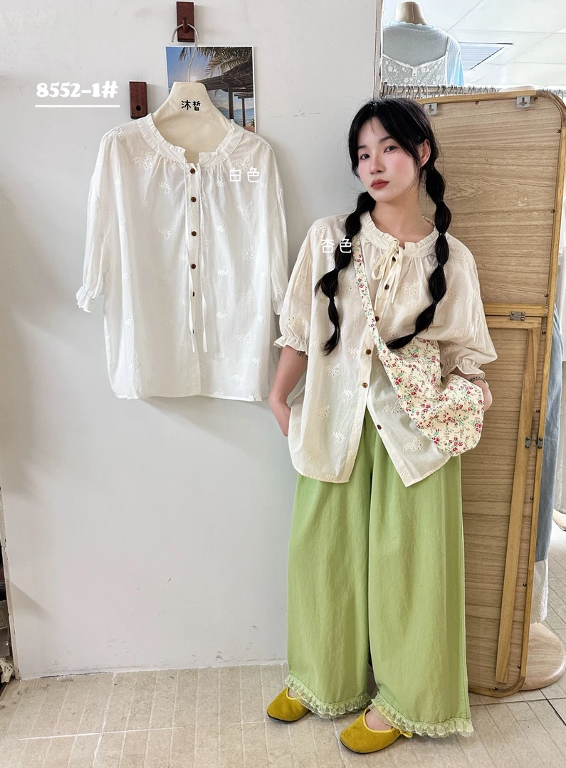 叨叨推荐款 MX#8552-1# 蝴蝶提花小衫 FL