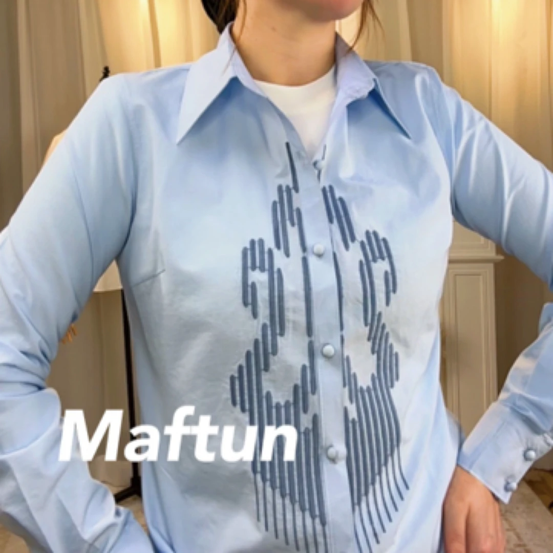 maftun民族风重工刺绣百搭OTT修身衬衣衬衫