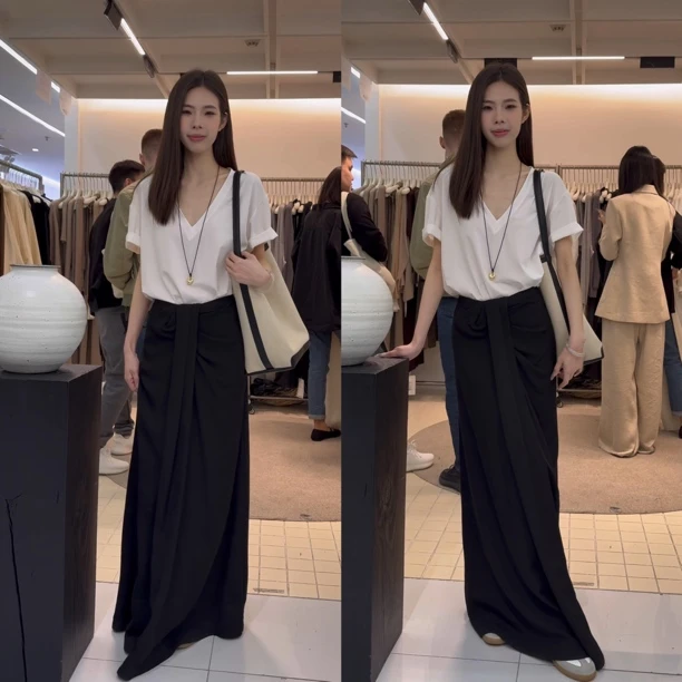 福秒-你们要的！天si/亚麻/真丝扭结半裙（TM11022#）TM