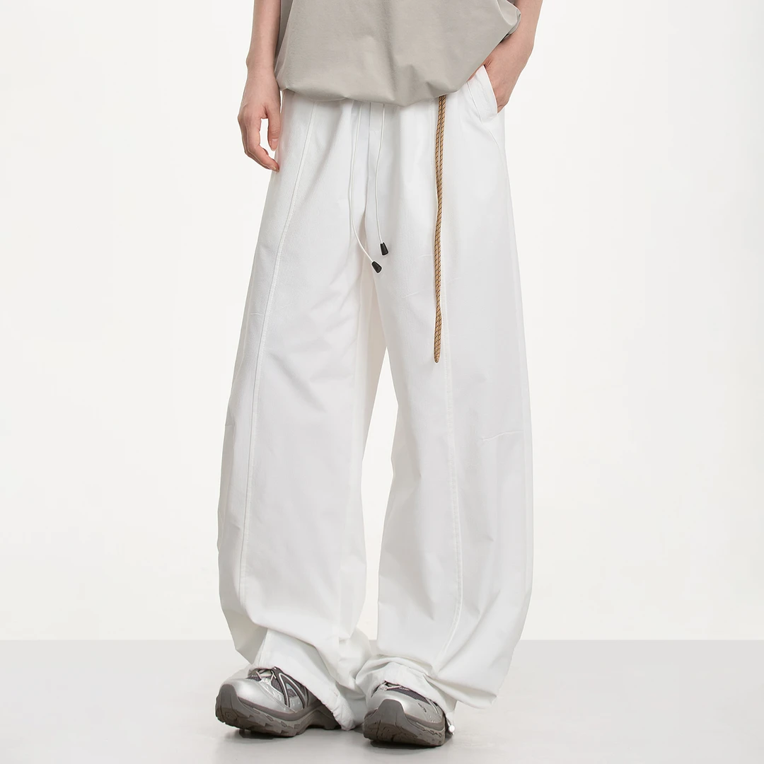 NOONOZ华夫格速干工装裤女夏薄款阔腿裤男透气中性风夏天穿搭裤子