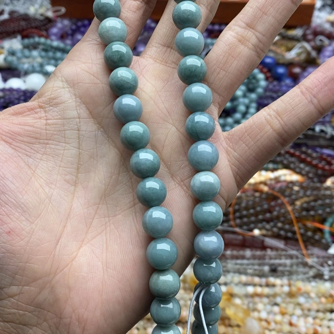 玛瑙/玉髓未镶嵌珠宝半成品一条纯天然10mm翡翠圆珠