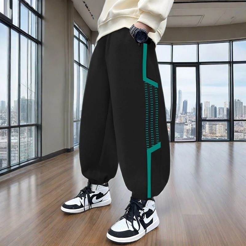 男童裤子春秋冬款2025新款中大童春装运动卫裤加绒加厚一体绒长裤